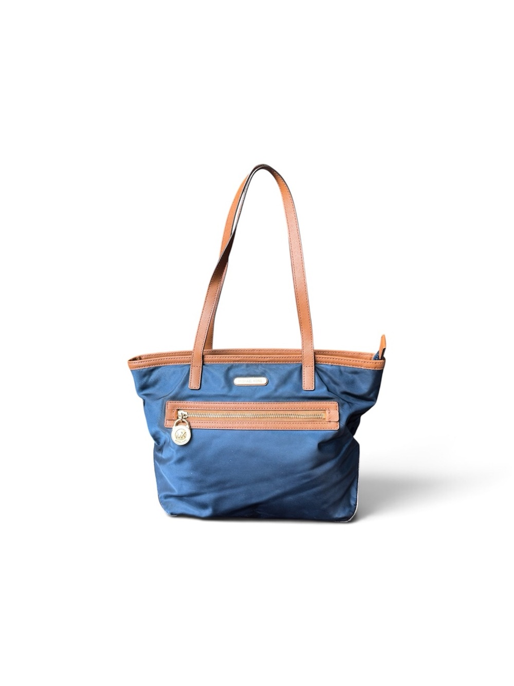 Michael Kors Nylon Tote Bag with Tan Trim - Blue